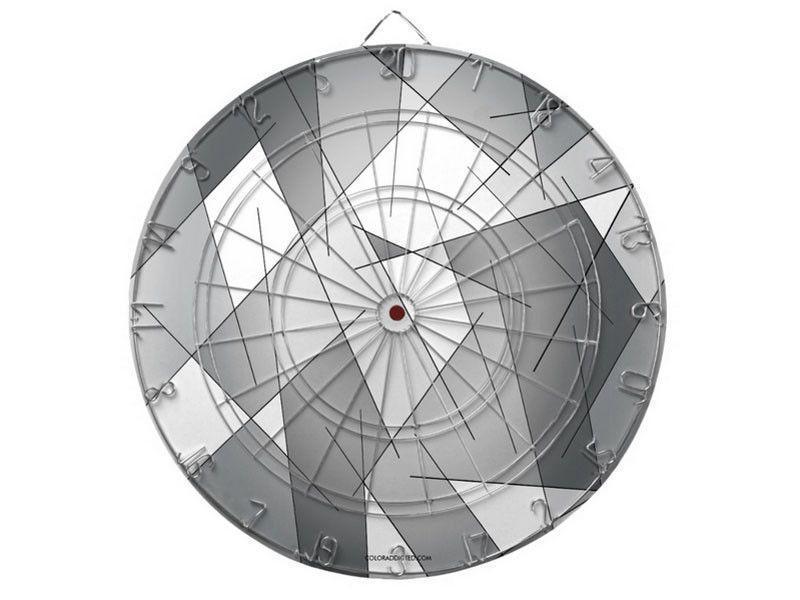 Dartboards-ABSTRACT LINES #1 Dartboards (includes 6 Darts)-Grays &amp; White-from COLORADDICTED.COM-
