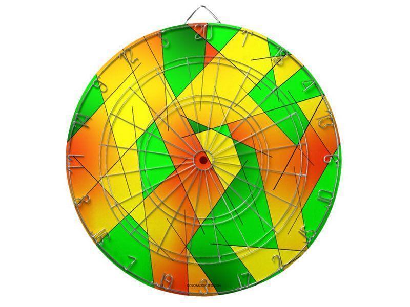 Dartboards-ABSTRACT LINES #1 Dartboards (includes 6 Darts)-Greens &amp; Oranges &amp; Yellows-from COLORADDICTED.COM-