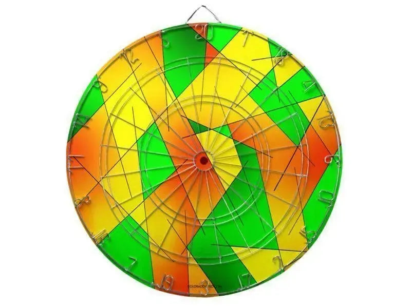 Dartboards-ABSTRACT LINES #1 Dartboards (includes 6 Darts)-Greens & Oranges & Yellows-from COLORADDICTED.COM-