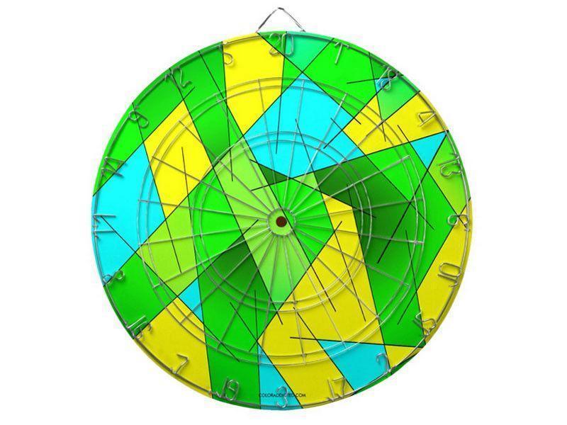 Dartboards-ABSTRACT LINES #1 Dartboards (includes 6 Darts)-Greens &amp; Yellows &amp; Light Blues-from COLORADDICTED.COM-