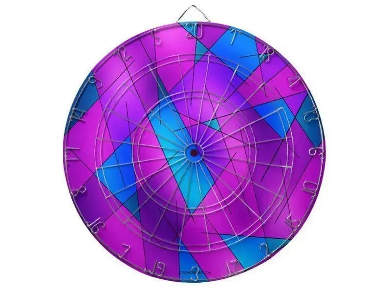 Dartboards-ABSTRACT LINES #1 Dartboards (includes 6 Darts)-Purples & Violets & Fuchsias & Turquoises-from COLORADDICTED.COM-