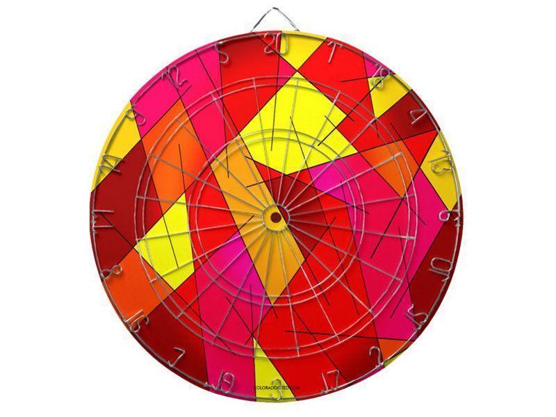 Dartboards-ABSTRACT LINES #1 Dartboards (includes 6 Darts)-Reds &amp; Oranges &amp; Yellows &amp; Fuchsias-from COLORADDICTED.COM-