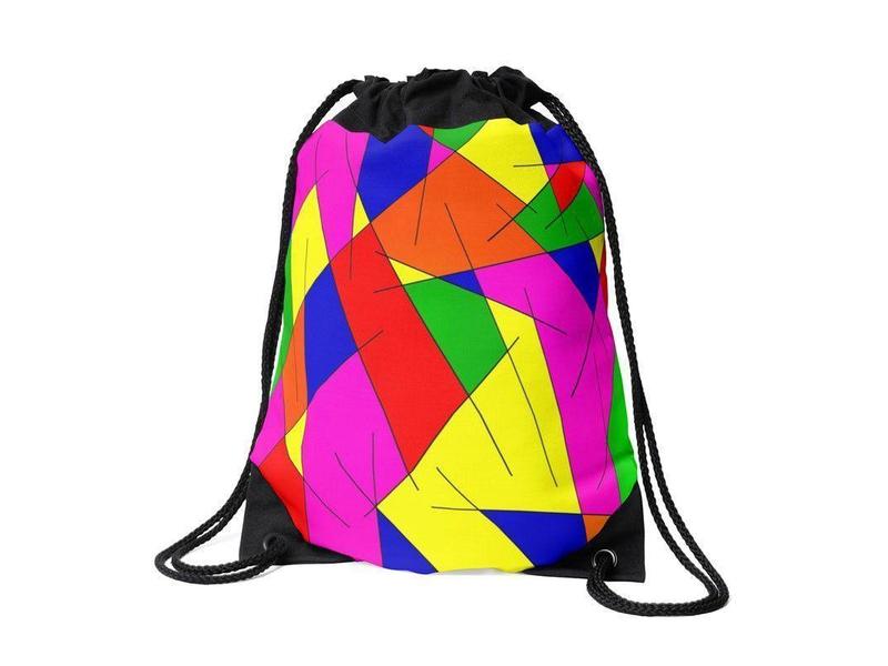 Drawstring Bags-ABSTRACT LINES #1 Drawstring Bags-Multicolor Bright-from COLORADDICTED.COM-