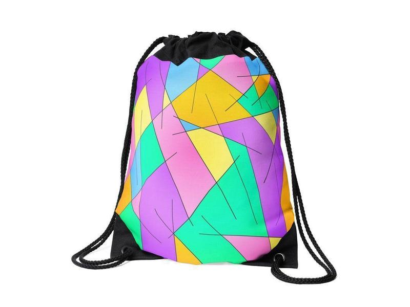 Drawstring Bags-ABSTRACT LINES #1 Drawstring Bags-Multicolor Light-from COLORADDICTED.COM-