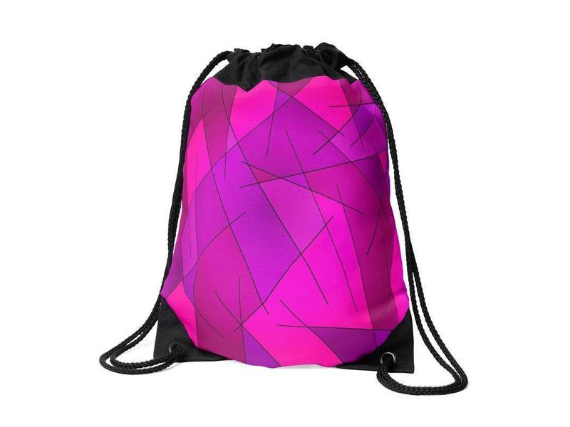 Drawstring Bags-ABSTRACT LINES #1 Drawstring Bags-Purples &amp; Violets &amp; Fuchsias &amp; Magentas-from COLORADDICTED.COM-