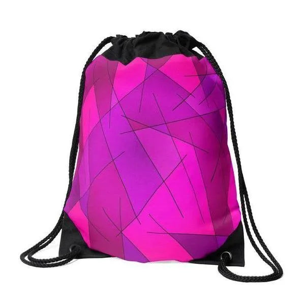 Drawstring Bags-ABSTRACT LINES #1 Drawstring Bags-Purples & Violets & Fuchsias & Magentas-from COLORADDICTED.COM-