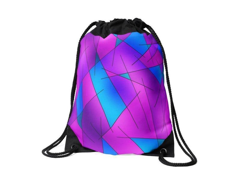 Drawstring Bags-ABSTRACT LINES #1 Drawstring Bags-Purples &amp; Violets &amp; Fuchsias &amp; Turquoises-from COLORADDICTED.COM-