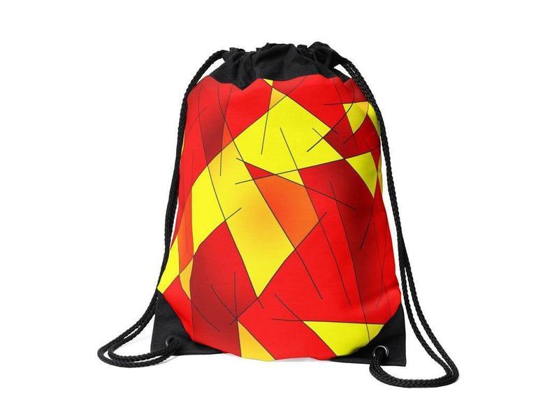 Drawstring Bags-ABSTRACT LINES #1 Drawstring Bags-Reds &amp; Oranges &amp; Yellows-from COLORADDICTED.COM-