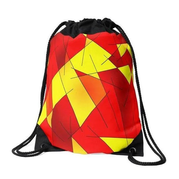 Drawstring Bags-ABSTRACT LINES #1 Drawstring Bags-Reds & Oranges & Yellows-from COLORADDICTED.COM-