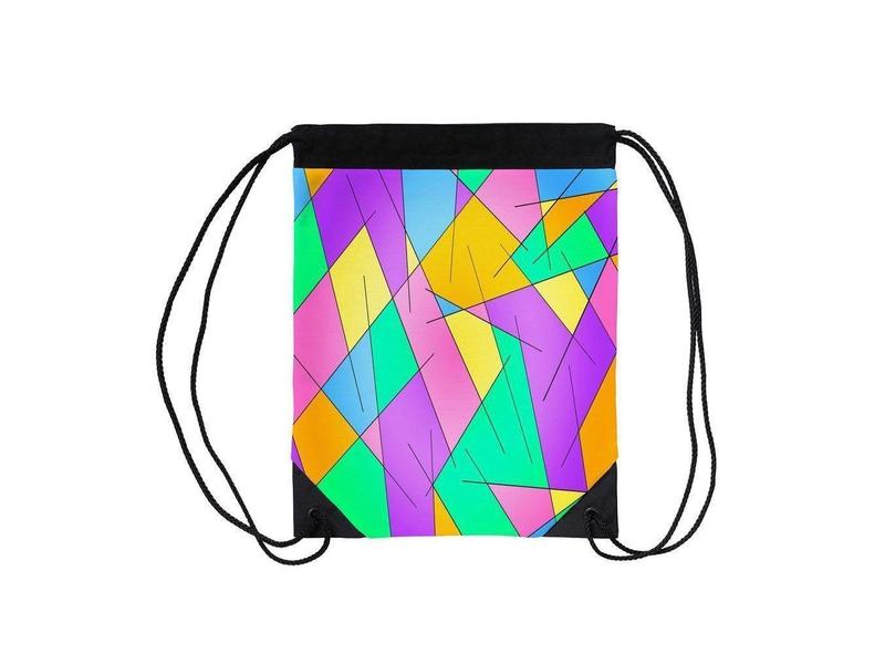 Drawstring Bags-ABSTRACT LINES #1 Drawstring Bags-Multicolor Light-from COLORADDICTED.COM-