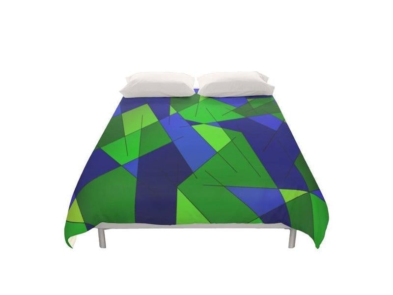 Duvet Covers-ABSTRACT LINES #1 Duvet Covers-Blues &amp; Greens-from COLORADDICTED.COM-