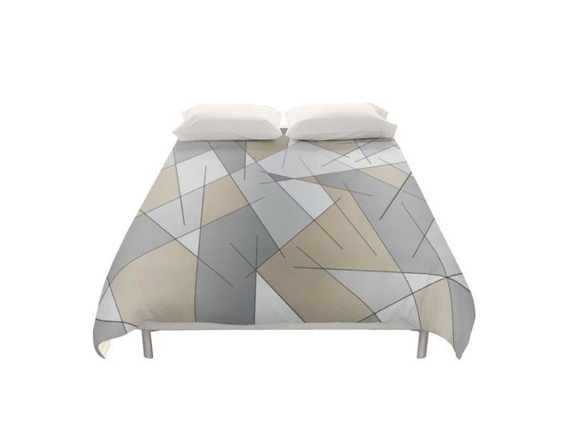 Duvet Covers-ABSTRACT LINES #1 Duvet Covers-Grays &amp; Beiges-from COLORADDICTED.COM-