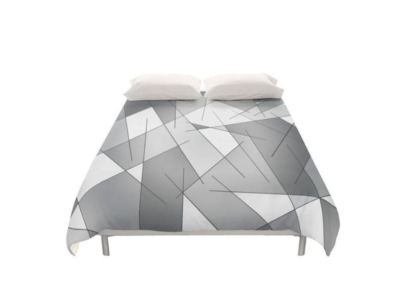 Duvet Covers-ABSTRACT LINES #1 Duvet Covers-Grays &amp; White-from COLORADDICTED.COM-