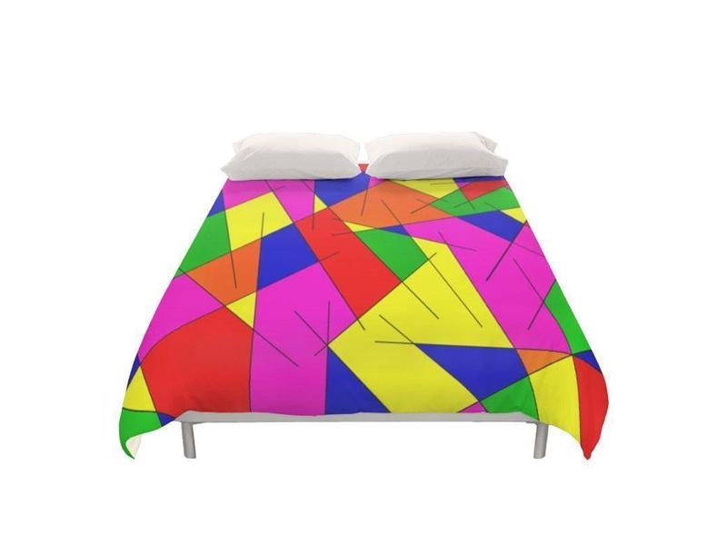 Duvet Covers-ABSTRACT LINES #1 Duvet Covers-Multicolor Bright-from COLORADDICTED.COM-