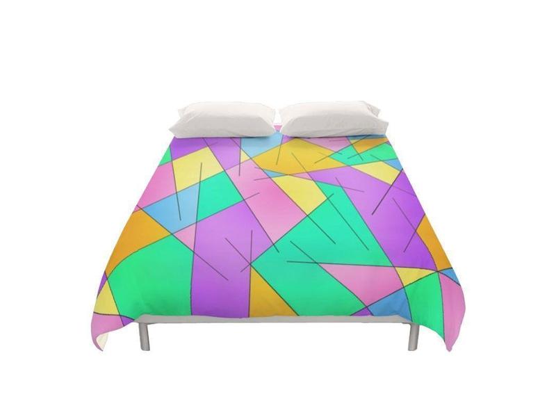Duvet Covers-ABSTRACT LINES #1 Duvet Covers-Multicolor Light-from COLORADDICTED.COM-