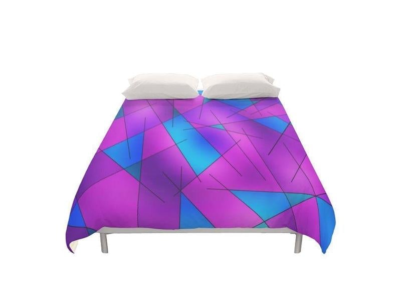 Duvet Covers-ABSTRACT LINES #1 Duvet Covers-Purples &amp; Violets &amp; Fuchsias &amp; Turquoises-from COLORADDICTED.COM-
