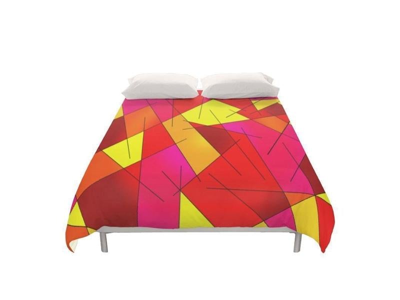 Duvet Covers-ABSTRACT LINES #1 Duvet Covers-Reds &amp; Oranges &amp; Yellows &amp; Fuchsias-from COLORADDICTED.COM-