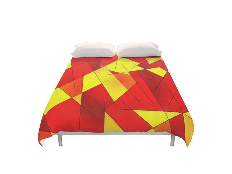 Duvet Covers-ABSTRACT LINES #1 Duvet Covers-Reds &amp; Oranges &amp; Yellows-from COLORADDICTED.COM-