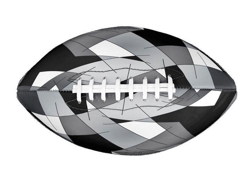 Footballs-ABSTRACT LINES #1 Footballs &amp; Mini Footballs-Black &amp; Grays &amp; White-from COLORADDICTED.COM-