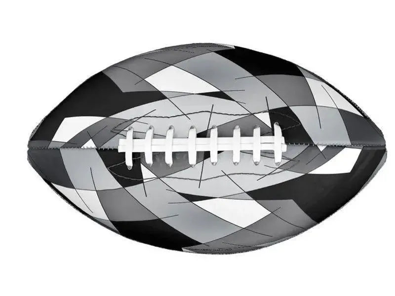 Footballs-ABSTRACT LINES #1 Footballs & Mini Footballs-Black & Grays & White-from COLORADDICTED.COM-