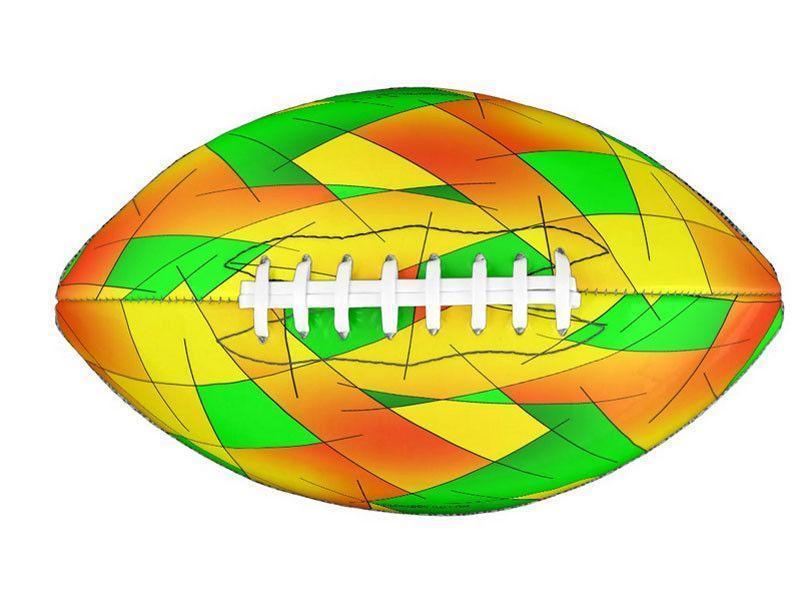 Footballs-ABSTRACT LINES #1 Footballs &amp; Mini Footballs-Greens &amp; Oranges &amp; Yellows-from COLORADDICTED.COM-