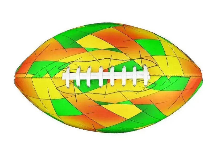 Footballs-ABSTRACT LINES #1 Footballs & Mini Footballs-Greens & Oranges & Yellows-from COLORADDICTED.COM-