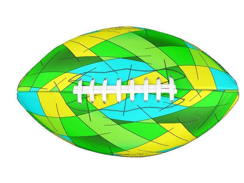 Footballs-ABSTRACT LINES #1 Footballs &amp; Mini Footballs-Greens &amp; Yellows &amp; Light Blues-from COLORADDICTED.COM-