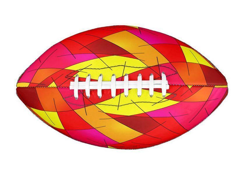 Footballs-ABSTRACT LINES #1 Footballs &amp; Mini Footballs-Reds &amp; Oranges &amp; Yellows &amp; Fuchsias-from COLORADDICTED.COM-