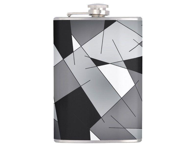 Hip Flasks-ABSTRACT LINES #1 Hip Flasks-Black &amp; Grays &amp; White-from COLORADDICTED.COM-