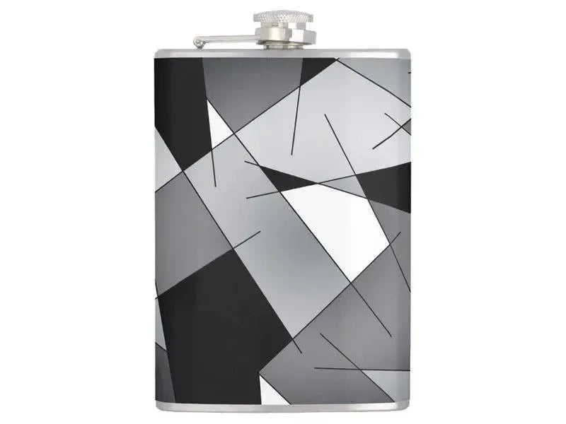 Hip Flasks-ABSTRACT LINES #1 Hip Flasks-Black & Grays & White-from COLORADDICTED.COM-
