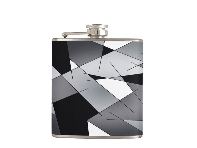 Hip Flasks-ABSTRACT LINES #1 Hip Flasks-Black &amp; Grays &amp; White-from COLORADDICTED.COM-