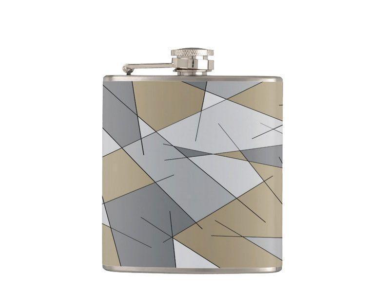 Hip Flasks-ABSTRACT LINES #1 Hip Flasks-Grays &amp; Beiges-from COLORADDICTED.COM-