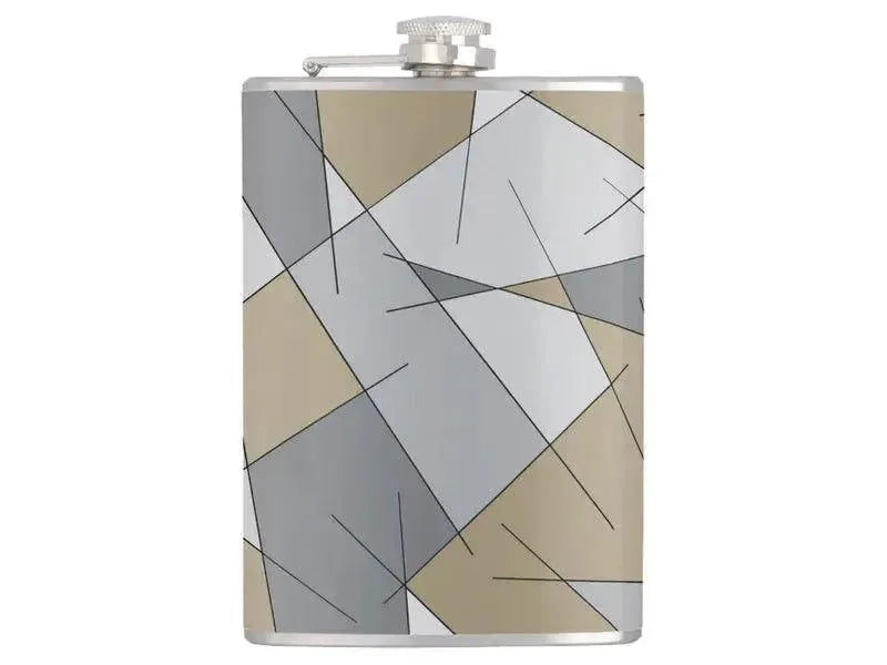 Hip Flasks-ABSTRACT LINES #1 Hip Flasks-Grays & Beiges-from COLORADDICTED.COM-