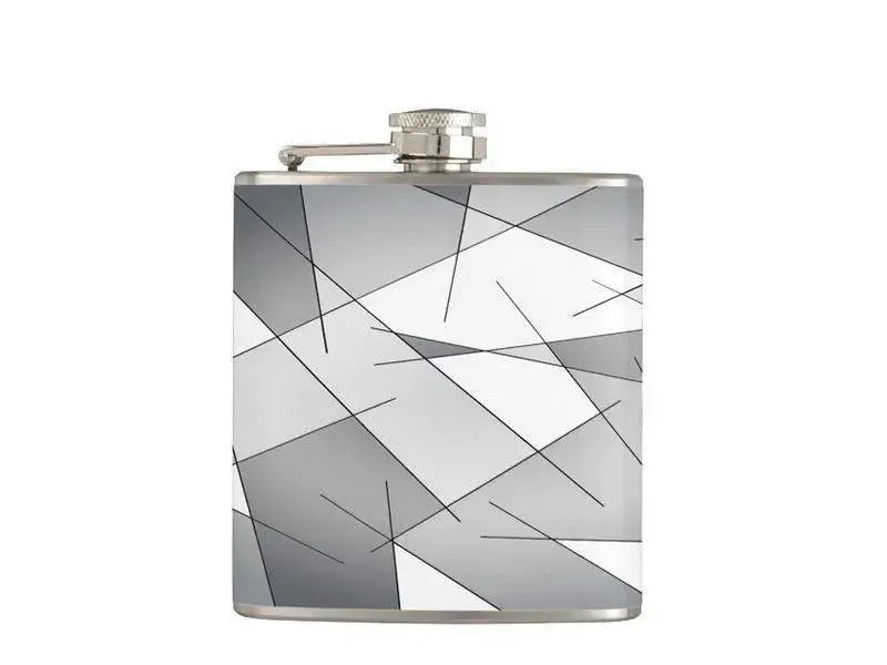Hip Flasks-ABSTRACT LINES #1 Hip Flasks-Grays & White-from COLORADDICTED.COM-