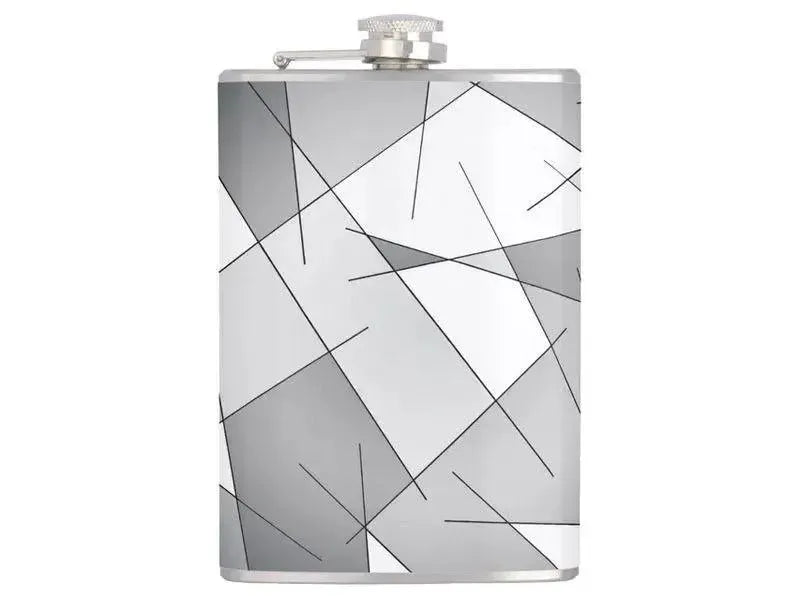Hip Flasks-ABSTRACT LINES #1 Hip Flasks-Grays & White-from COLORADDICTED.COM-