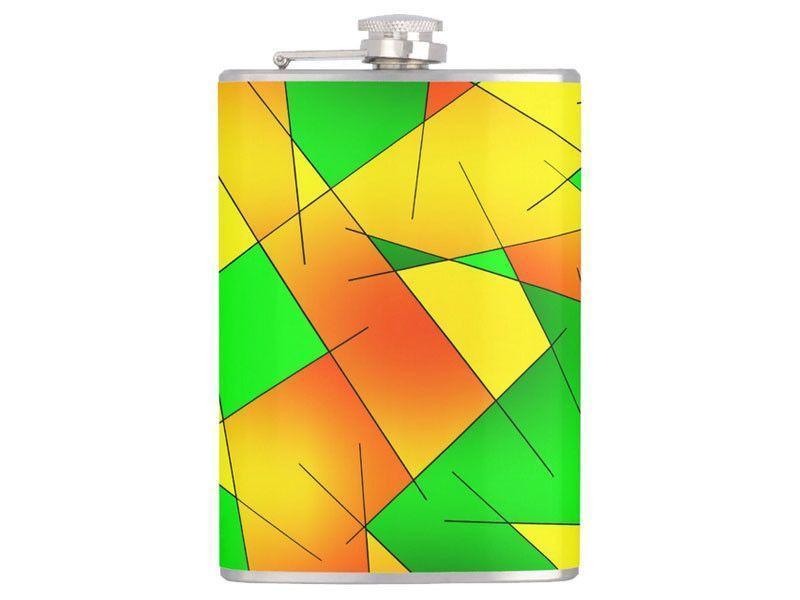 Hip Flasks-ABSTRACT LINES #1 Hip Flasks-Greens &amp; Oranges &amp; Yellows-from COLORADDICTED.COM-
