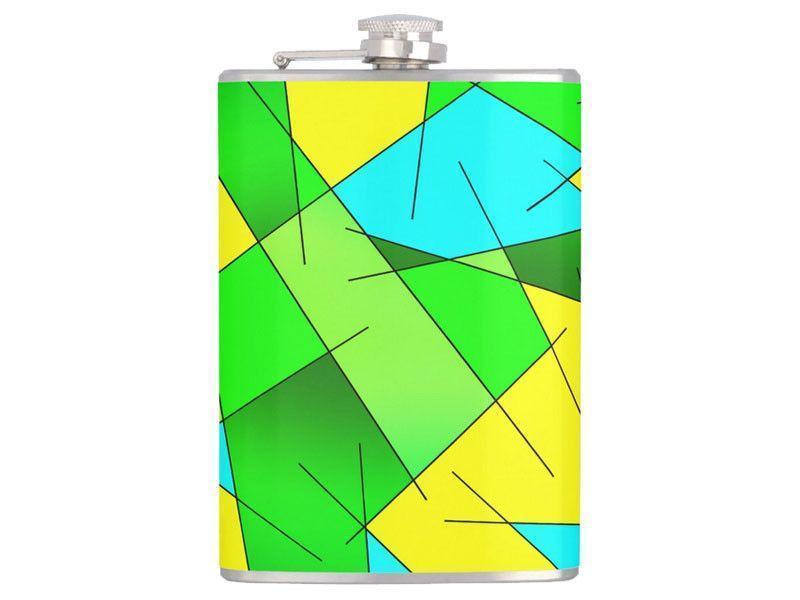 Hip Flasks-ABSTRACT LINES #1 Hip Flasks-Greens &amp; Yellows &amp; Light Blues-from COLORADDICTED.COM-