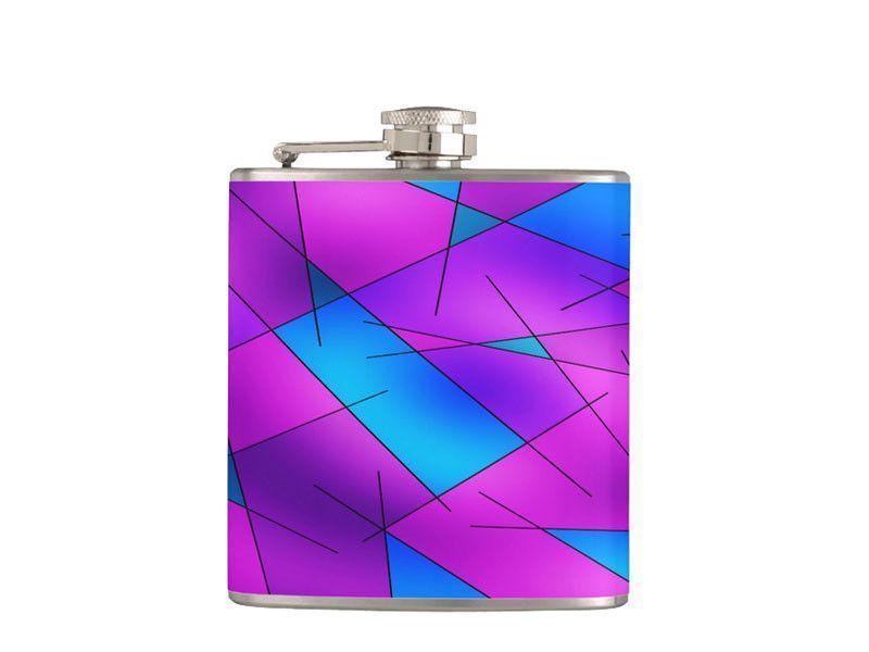 Hip Flasks-ABSTRACT LINES #1 Hip Flasks-Purples &amp; Violets &amp; Fuchsias &amp; Turquoises-from COLORADDICTED.COM-