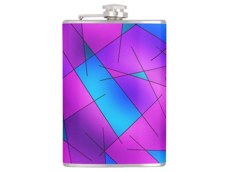 Hip Flasks-ABSTRACT LINES #1 Hip Flasks-Purples &amp; Violets &amp; Fuchsias &amp; Turquoises-from COLORADDICTED.COM-