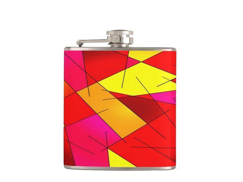 Hip Flasks-ABSTRACT LINES #1 Hip Flasks-Reds &amp; Oranges &amp; Yellows &amp; Fuchsias-from COLORADDICTED.COM-