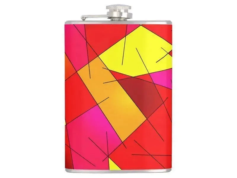 Hip Flasks-ABSTRACT LINES #1 Hip Flasks-Reds & Oranges & Yellows & Fuchsias-from COLORADDICTED.COM-
