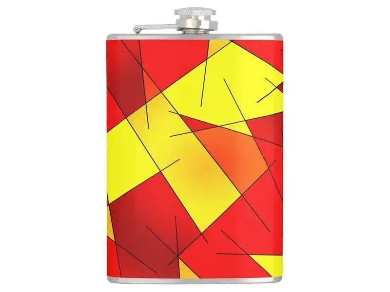 Hip Flasks-ABSTRACT LINES #1 Hip Flasks-Reds & Oranges & Yellows-from COLORADDICTED.COM-