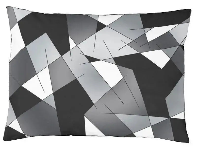 Dog Beds-ABSTRACT LINES #1 Indoor/Outdoor Dog Beds-Black Grays & White-from COLORADDICTED.COM-