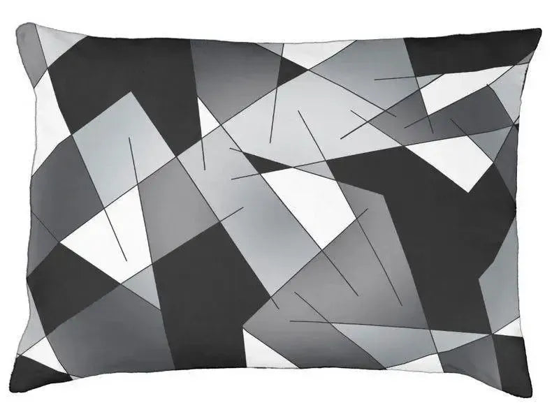 Dog Beds-ABSTRACT LINES #1 Indoor/Outdoor Dog Beds-Black Grays & White-from COLORADDICTED.COM-