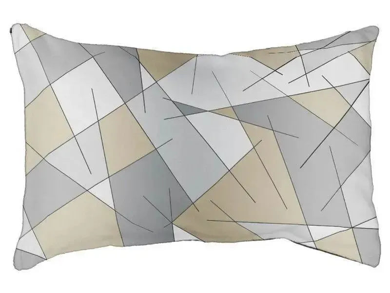 Dog Beds-ABSTRACT LINES #1 Indoor/Outdoor Dog Beds-Grays & Beiges-from COLORADDICTED.COM-