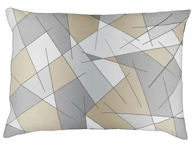 Dog Beds-ABSTRACT LINES #1 Indoor/Outdoor Dog Beds-Grays & Beiges-from COLORADDICTED.COM-