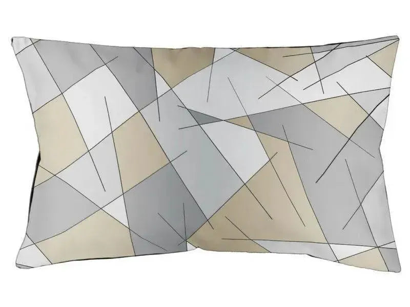 Dog Beds-ABSTRACT LINES #1 Indoor/Outdoor Dog Beds-Grays & Beiges-from COLORADDICTED.COM-