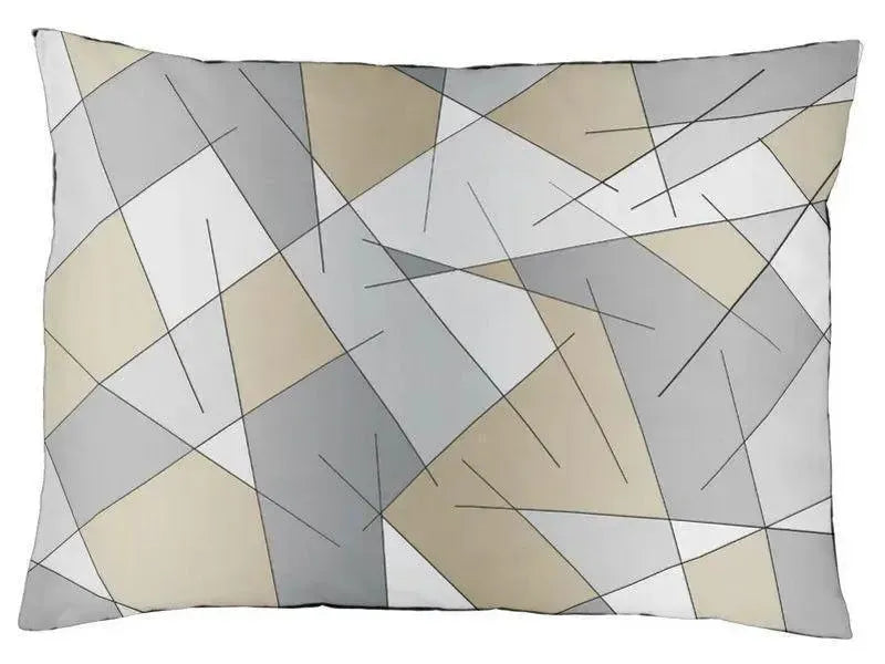 Dog Beds-ABSTRACT LINES #1 Indoor/Outdoor Dog Beds-Grays & Beiges-from COLORADDICTED.COM-