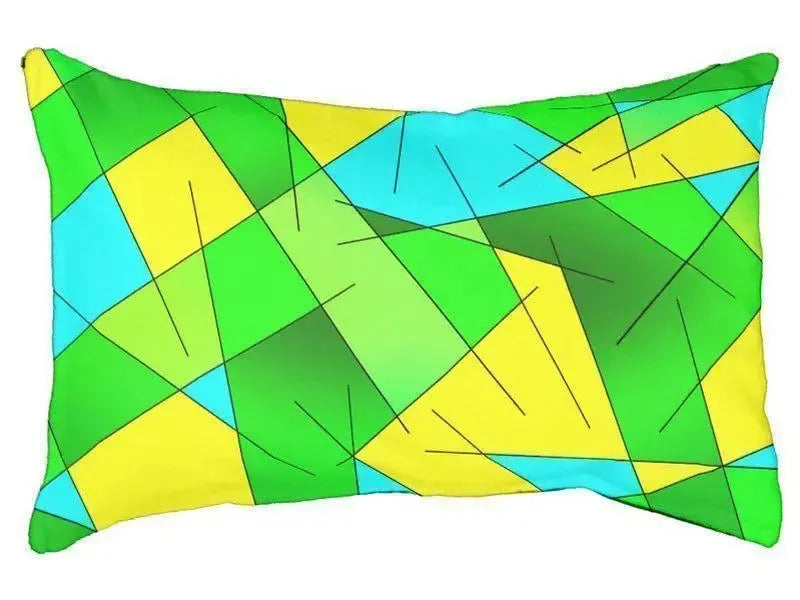 Dog Beds-ABSTRACT LINES #1 Indoor/Outdoor Dog Beds-Greens, Light Blue & Yellow-from COLORADDICTED.COM-