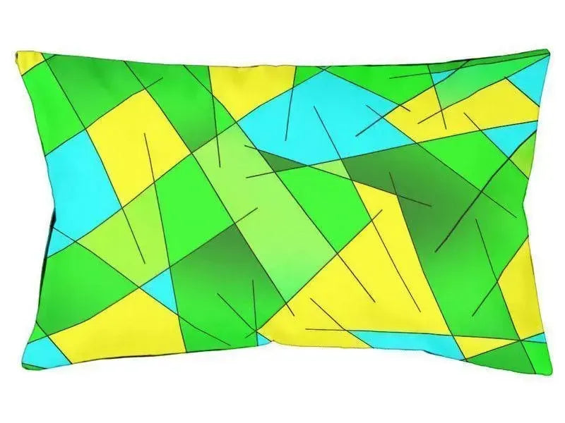 Dog Beds-ABSTRACT LINES #1 Indoor/Outdoor Dog Beds-Greens, Light Blue & Yellow-from COLORADDICTED.COM-